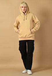 Beige color women's plain hoodie by offmint