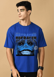 Betrayed printed blue oversized t-shirt by offmint