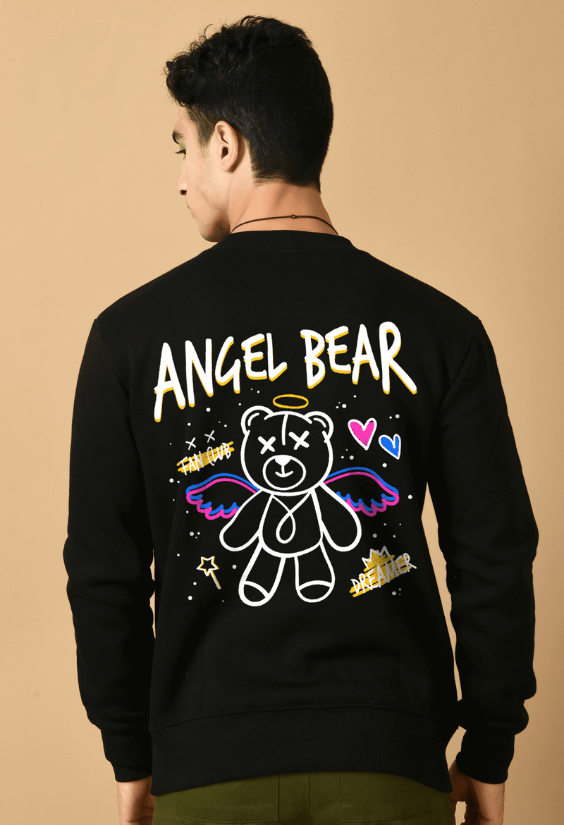 Angel Bear Printed Black Sweatshirt By Offmint