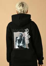 Black angels printed black color women's hoodie by offmint