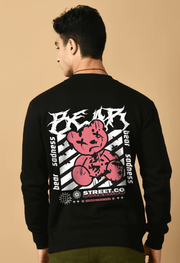 Black color bear sadness printed sweatshirt by offmint