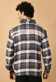 Black color check men's overshirt 