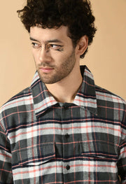 Black color check men's overshirt by offmint