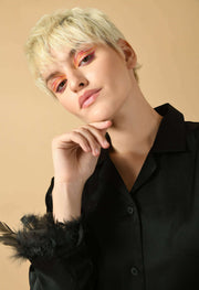 Black color feather co-ord set by offmint