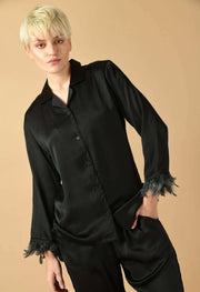 Black color feather women's co-ord set by offmint