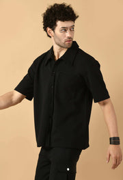 Black color men's overshirt 