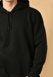 Black color men's plain hoodie 