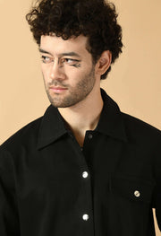 Black color men's twill jacket's 