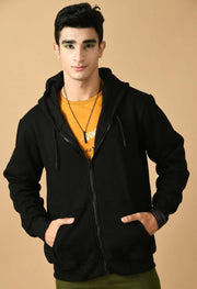 Black color men's zip hoodie