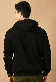 Black color men's zip hoodie by offmint