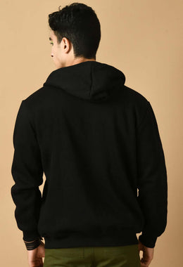 Black color men's zip hoodie by offmint