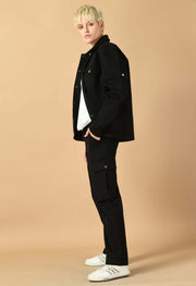 Black color plain bomber jacket by offmint