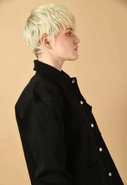 Black color plain women's bomber jacket by offmint