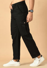 Black color six pocket cargo 