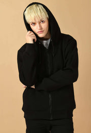 Black color women's zip hoodie