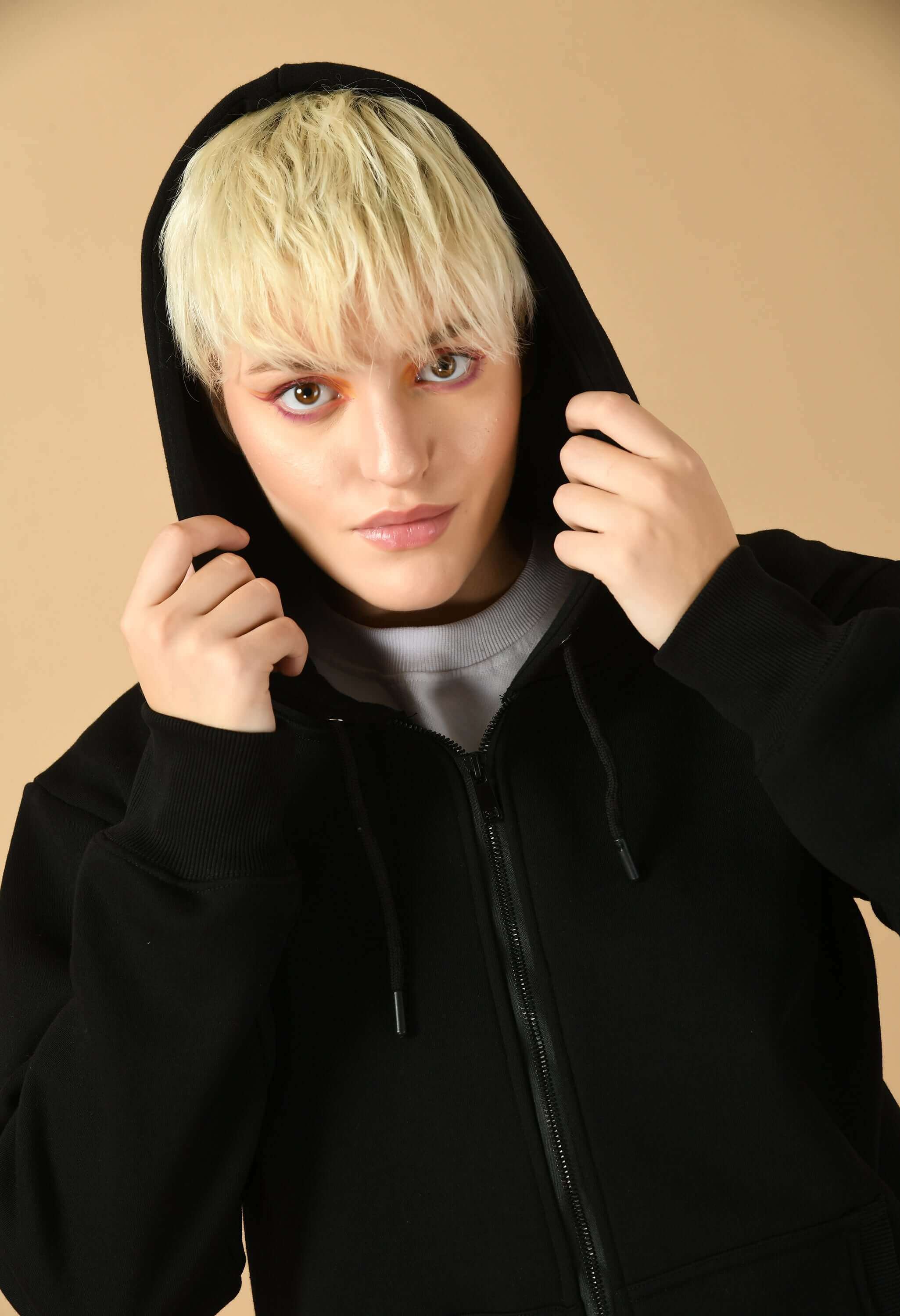 Black color zip hoodie 
