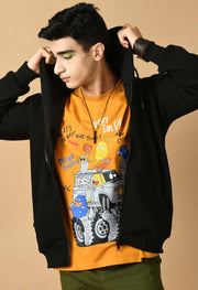 Black men's zip hoodie 