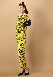 Black polka dot yellow color co-ord set 