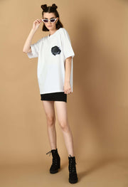 Black roses printed oversized t-shirt
