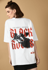 Black roses red printed white oversized t-shirt by offmint
