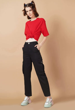 Black six pocket cargo women's by offmint