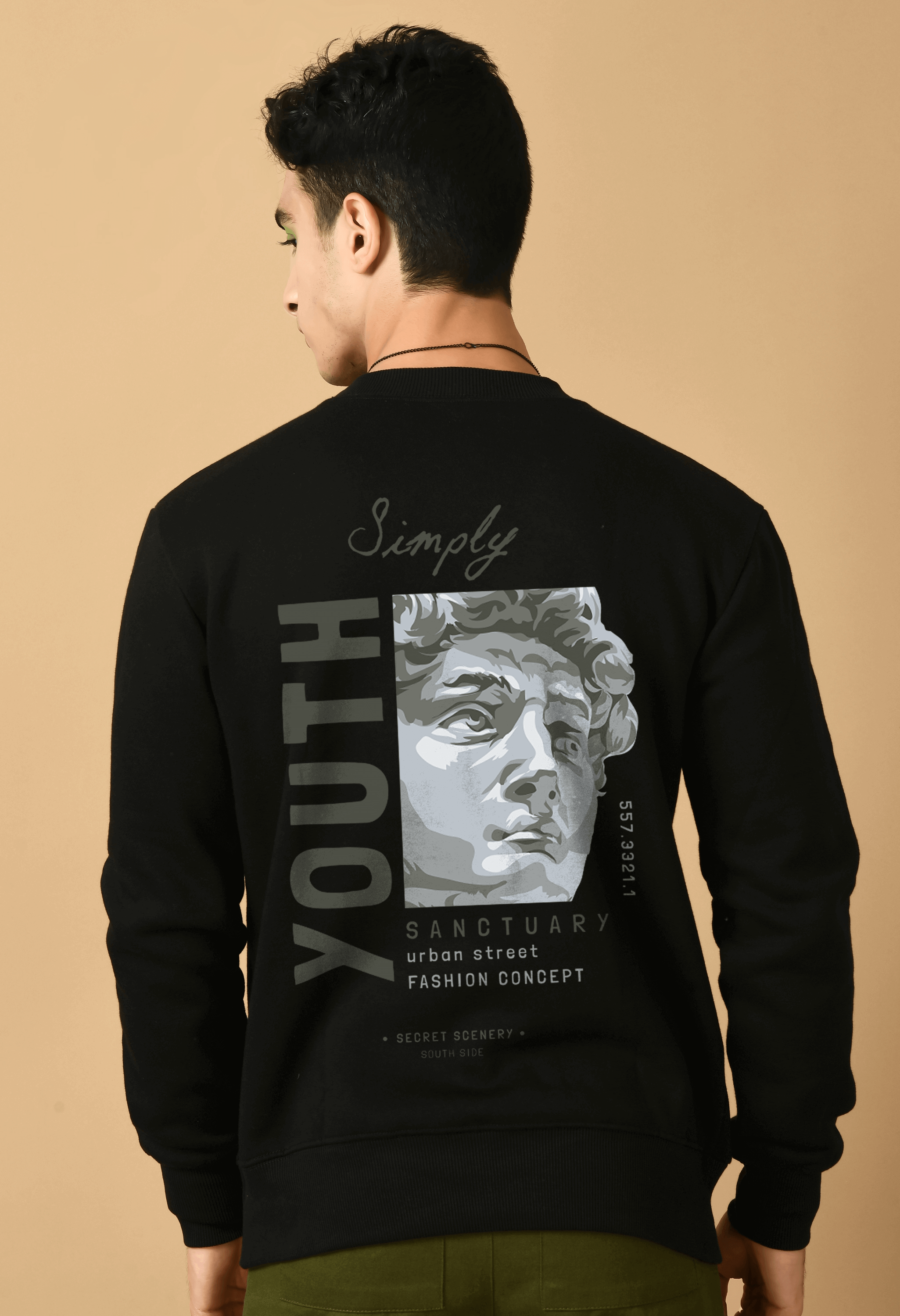 Black youth printed black color sweatshirt by offmint