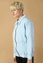 Blue color bomber jacket by offmint