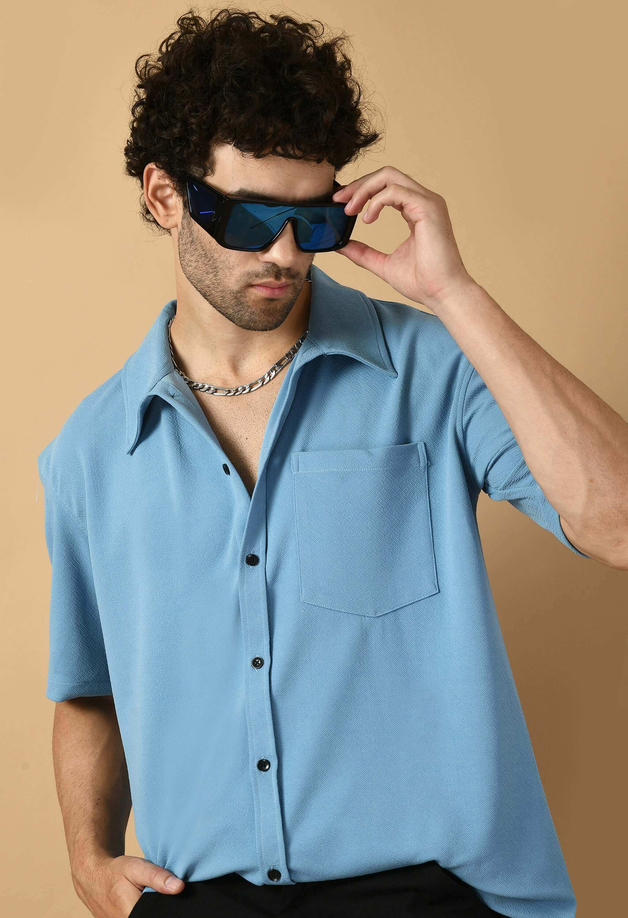 Blue color overshirt for men's