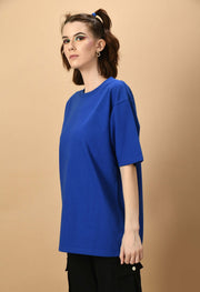 Blue color plain oversized t-shirt