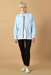 Blue color unisex bomber jacket