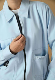 Blue color unisex bomber jacket by offmint