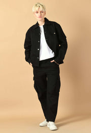 Bomber black color jacket by offmint