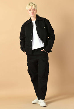Bomber black color jacket by offmint