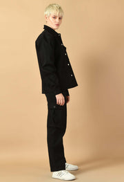 Bomber black color women's jacket by offmint