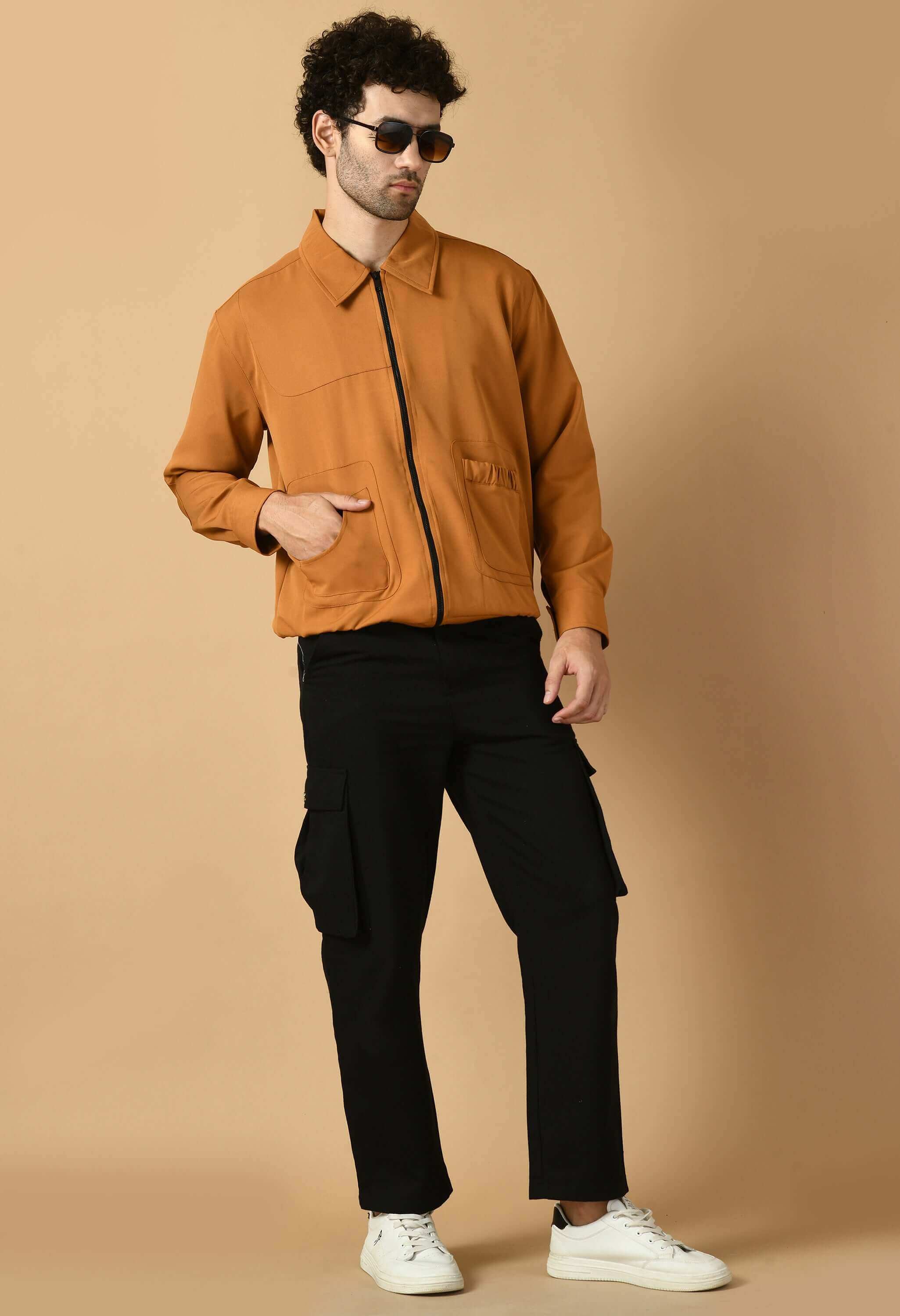 Bomber jacket brown plain color by offmint