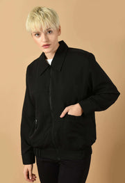 Bomber jacket women's black color by offmint