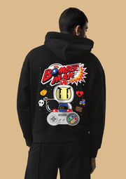 Bomberman printed black hoodie by offmint