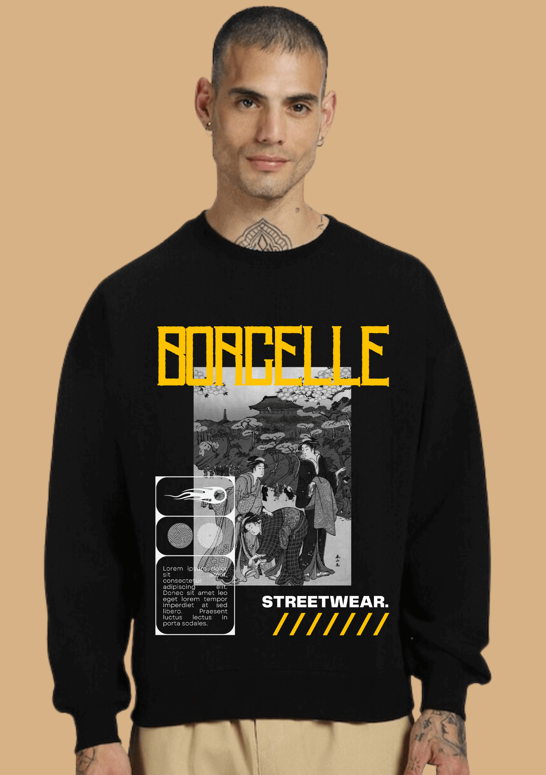 Borcelle printed black color sweatshirt by offmint
