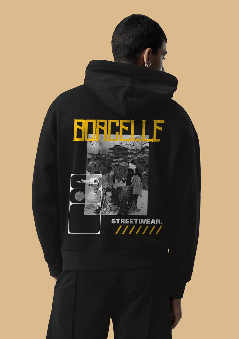 Borcelle Printed Black Hoodie By Offmint