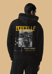 Borcelle printed black hoodie by offmint