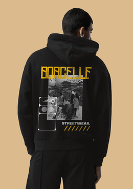 Borcelle printed black hoodie by offmint
