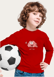 Brain Luck Printed Red Full Sleeves Kids T-shirt By Offmint