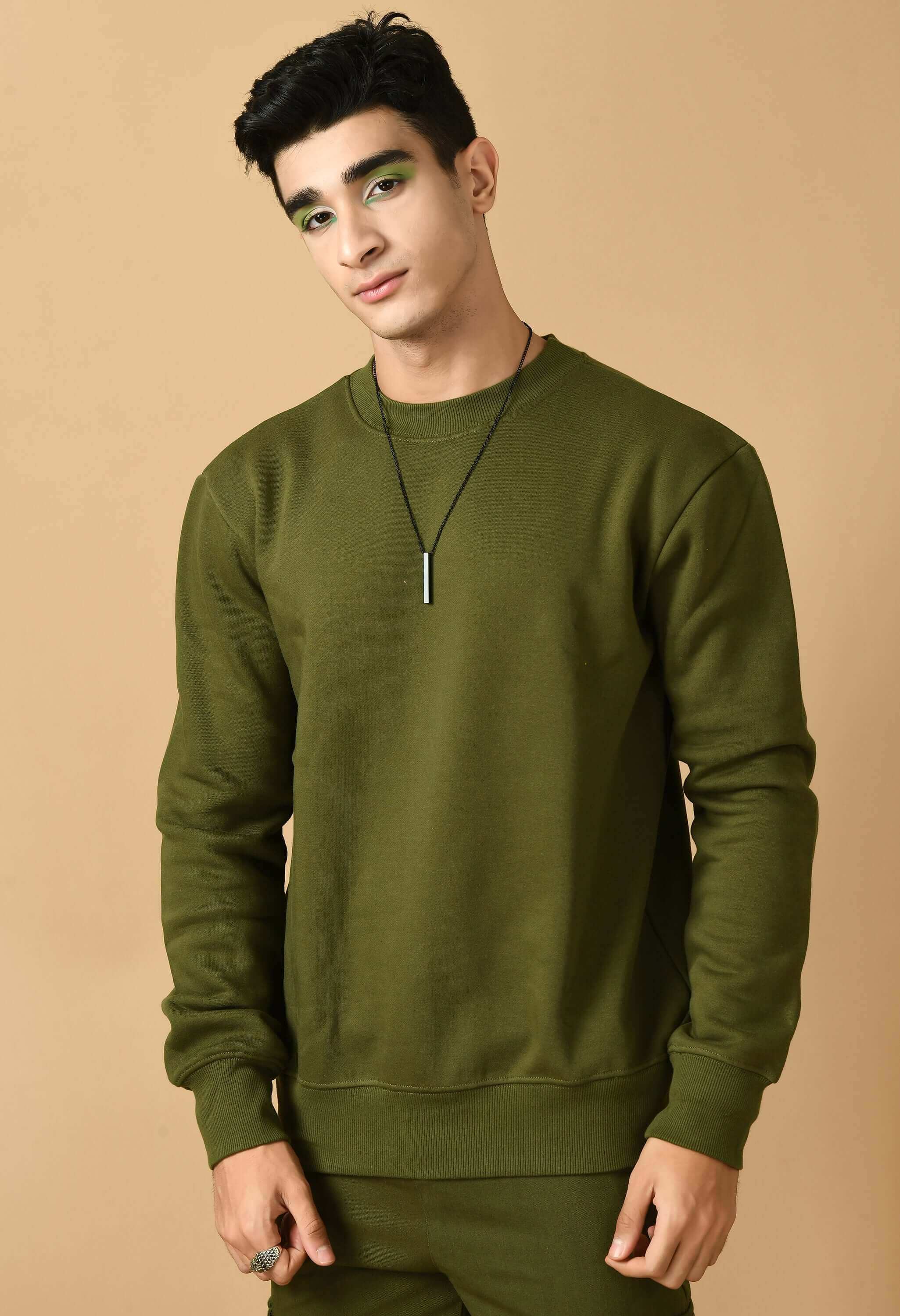 Brain printed olive green color sweatshirt 