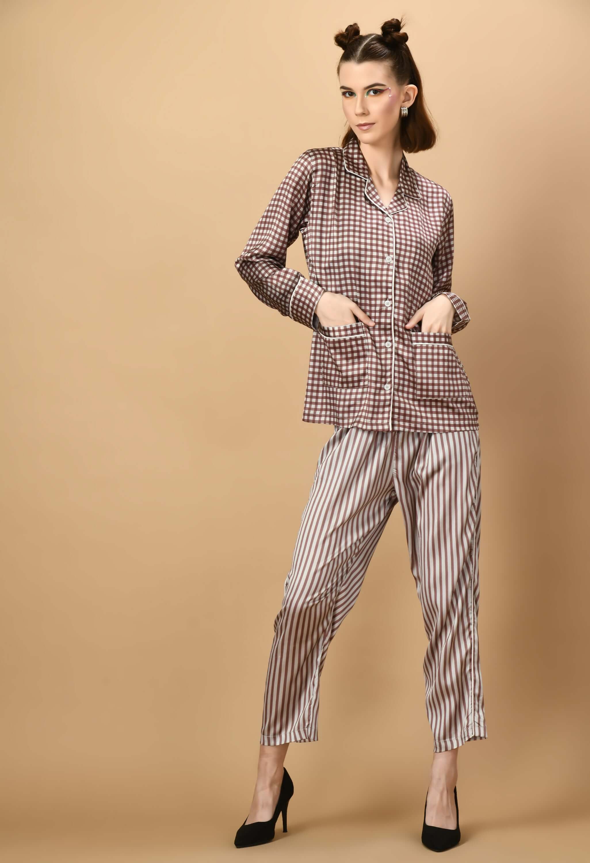 Brown Lines Color Co-ord Set 