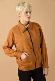 Brown color bomber jacket 