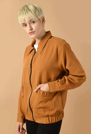 Brown color bomber jacket by offmint