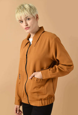 Brown color bomber jacket by offmint
