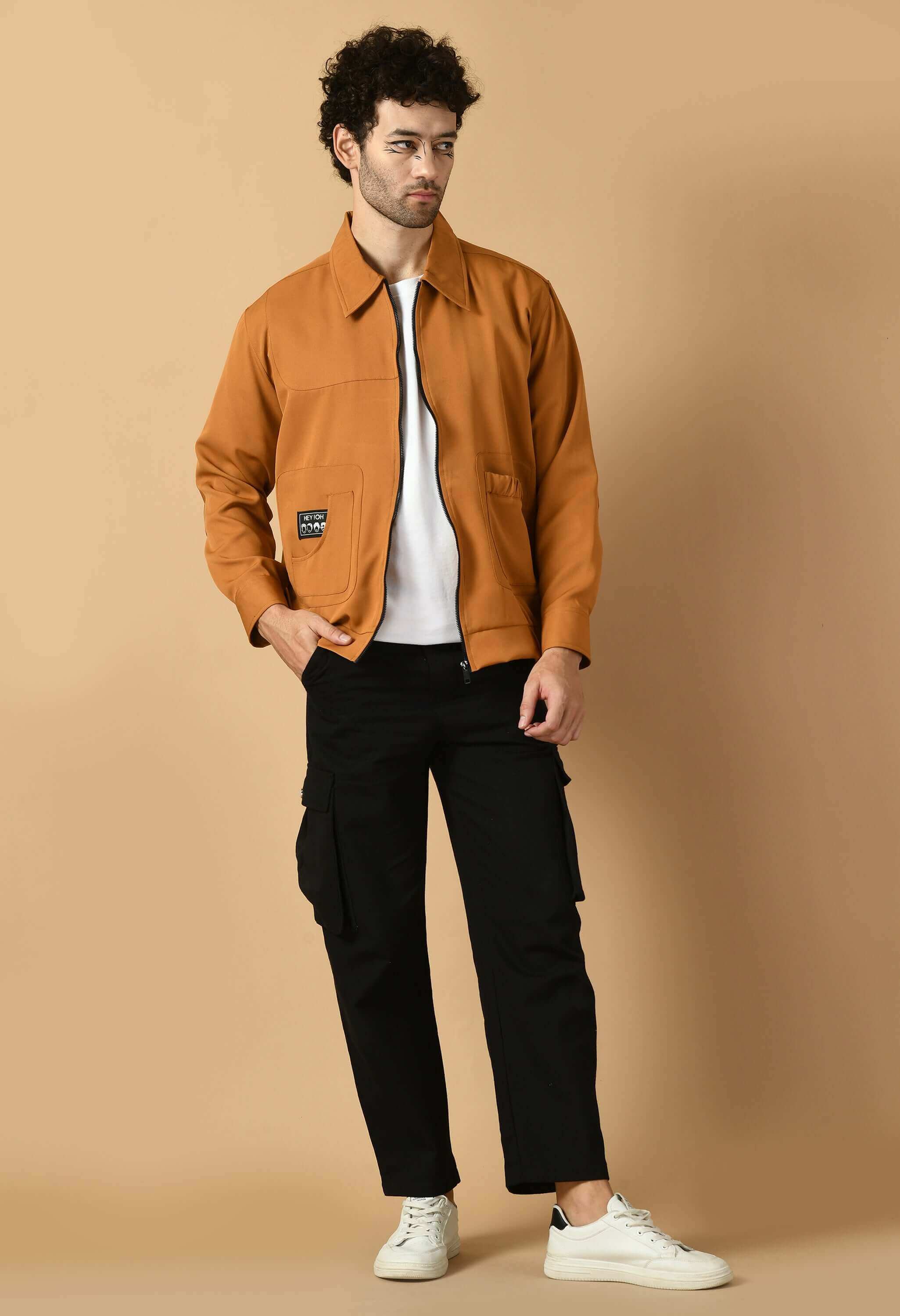 Brown color men's bomber jacket by offmint
