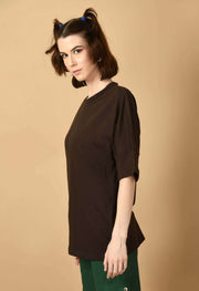 Brown cotton oversized t-shirt by offmint