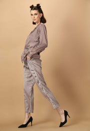 Brown lines color women's co-ord set